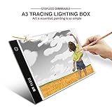 A3 Tracing Light Box, Stepless Brightness Control with Memory Function, Elfeland Portable Ultra-thin Light Panel LED Light Pad Copy Board, USB Power Cable, for Drawing, Sketching, Animation