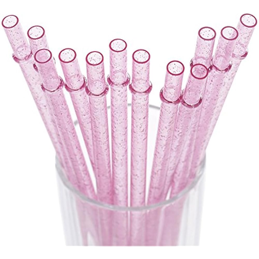 BPAFree 12 Straws Piece 11 Inch Reusable Clear Plastic Glitter Sparkle