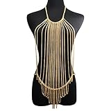JANE STONE Fashion Gold Tone Bohemian Layered Sexy Bralette Body Chain Statement Beach Jewelry