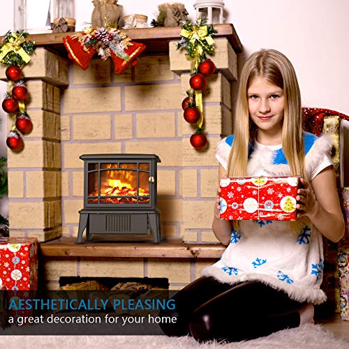 500w Small Desktop Fireplace Heater with 3D Realistic Flame Effect, Portable Electric Safe Heater for Indoor Use, Over-heat Protection, Decoration for Home Office, A Great Gift for Winter Festival - Thumbnail 4