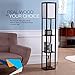 TEANDE FBA_MXWEL-BK Maxwell LED Shelf Floor Lamp-Modern Mood Living Room and Bedroom-Shade Diffused Light Source with Open-Box Shelves-Ebony Black, Wood