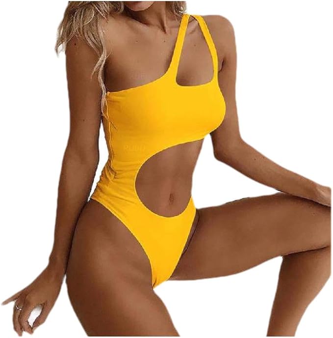 Amazon Co Jp We Energy 女性水泳のモノキニス純粋な中空セクシー水着ボディスーツ Yellow S Clothing Accessories