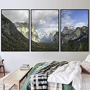signwin 3 Piece Framed Canvas Wall Art Mountain...