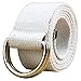 maikun Canvas Web Belt Silver Double D-ring Buckle 1 1/2 Inch Wide, Cloth White Mens Belt, Length 120cm