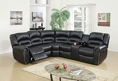 Amazon Com Poundex Tamanna Black Bonded Leather Reclining