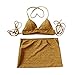 ioiom Outfits for Women Bodycon Halter V Neck Backless Crop Top and High Waist Skirt Set Stretchy Sequin Dress Gold M