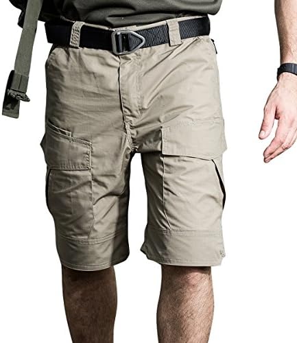 Men's Cargo Shorts Casual Ranch Work Hiking Military Army Tactical Slim Loose Fit Elastic Waistline Waterproof Multi Pocket Mechanic (Khaki, XXL)
