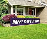 Blue Happy 75th Birthday Banner, Large 75th Birthday Party Sign, 75 Bday Party Supplies Decorations