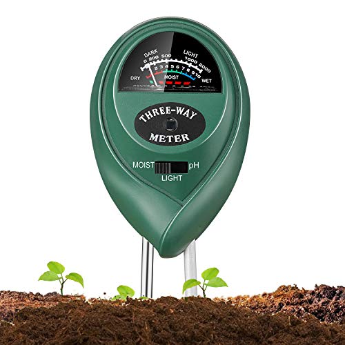 Jellas Soil Test Kit - 3 in 1 Soil pH Meter Tester Plant Moisture Sensor Meter/Light / pH Tester for Home, Garden, Lawn, Farm Promote Plants Healthy Growth - Green