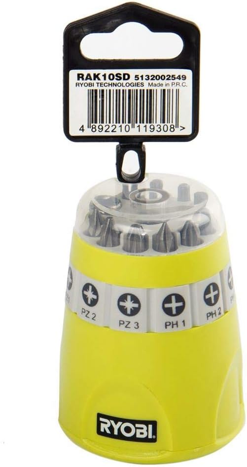 Ryobi RAK10SD Screwdriver Bit Set (10 Piece), Black, Green, Variety Pack - Image 5