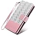 Samsung Note 8 Case, Note 8 Wallet Case, BENTOBEN Note 8 Flip Case Premium PU Leather Stripe Detachable Wrist Strap Magnetic Folio Wallet Phone Case Cover for Samsung Galaxy Note8 Cute Rose Gold/White