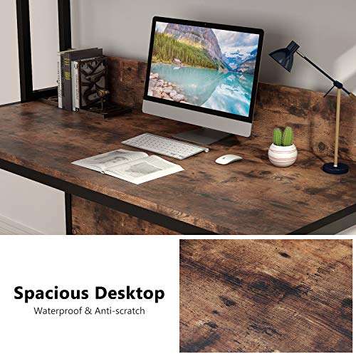 Tribesigns 55 Inches Large Computer Desk with Hutch, Modern Writing Desk with Bookshelf, PC Laptop Study Table Workstation for Home, Vintage + Black Legs