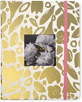 Kate Spade Large Academic Daily Planner 2018-2019 with Daily Weekly Monthly Views and Happy Stickers (Gold Floral)