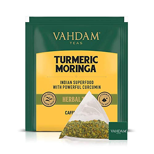 VAHDAM Kurkuma-Moringa Kräutertee | 100 Pyramidenteebeutel | Koffeinfrei | Kräutermischung mit Kurkuma, Moringa & Indischen Gewürzen | Natürliche Zutaten | Hergestellt in Indien – Bild 3