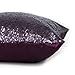AMAZLINEN(TM Decorative Glitzy Sequin & Comfy Satin Knit Pillow Cover 18 x 18 Pillow Covers,Hidden Zipper Design(Eggplant)