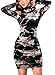 Elapsy Womens Sexy Long Sleeve Cold Shoulder Club Party Retro Floral Velvet Bodycon Dress