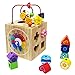 Toyzoo Learning Bead Maze Wooden Educational Toy Activity Center with 10 Shapes Blocks for Toddlers