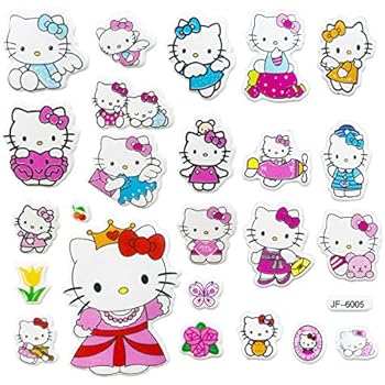 Disbch 3D Stickers for Kids & Toddlers 400+pcs Vinyl Skateboard Guitar Travel Case Sticker Door Laptop Luggage Car Bike Bicycle Stickers (Hello Kitty)