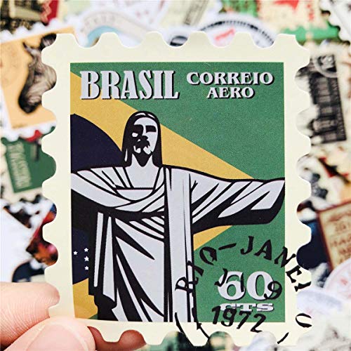 50PCS Vintage World Famous Stamps Stickers Retro Stamp Waterproof Sticker Laptop Car Bicycle Suitcase Computer Water Bottle Mobile Phone Stickers Decals (Vintage 2) - Thumbnail 5