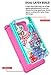 Style4U LG V20 Case, Hawaiian Flower Shock Resistant Studded Rhinestone Crystal Bling Hybrid Armor Case Cover for LG V20 with 1 Stylus [Teal/Hot Pink]