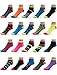 ComfortNFashion Women's Low Cut Socks Multi Pack- 20 Pairs (9-11, Neon Stripes (2063-1))