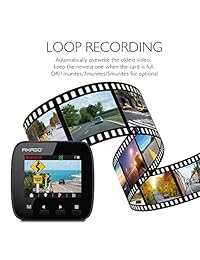Dash Cam Dashboard Cámara de grabación   AKASO V1 Car Recorder, 1296P FHD, GPS, G Sensor, WiFi con aplicación de teléfono, visión nocturna, Loop Record, monitor de estacionamiento, gran angular de 170 °, con tarjeta de 16GB