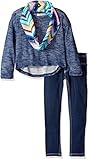 kensie Girls' Off The Shoulder Sweater with Infinity Scarf and Stretch Denim Jean