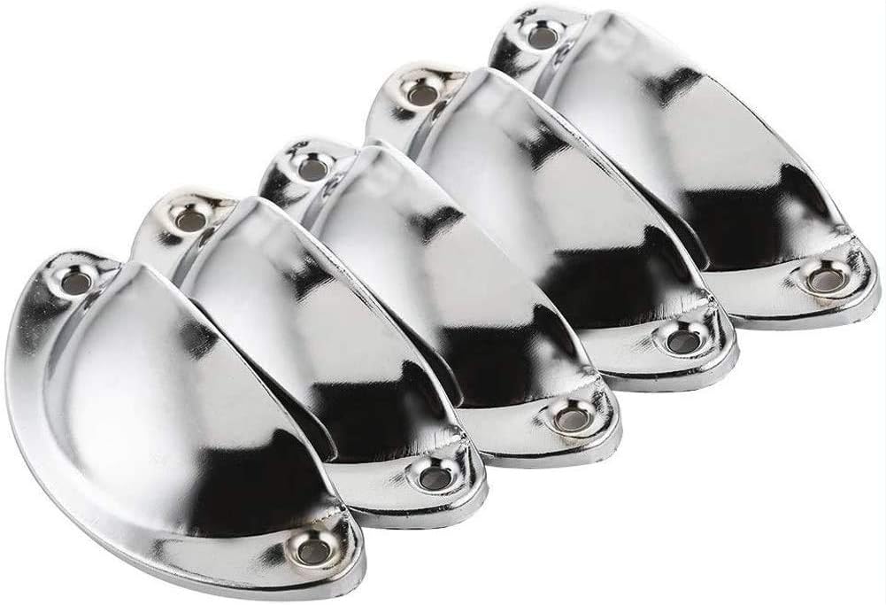 Namvo 10 Pack Drawer Pull Handles Vintage Antique Shell Cup Kitchen Cupboard Door Cabinet Furniture Knobs with Screws White (8.2 X 3.5cm) - Image 5