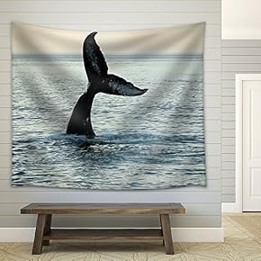 Fin of a Humpback Whale - Fabric Wall Tapestry Home Decor - 51x60 inches