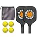 Amazin' Aces Classic Graphite Pickleball Paddle Set of 2 with 4 Official Balls - Lightweight Black Paddles Featuring Soft Nonslip Comfort Grip & Protective Portable Bag
