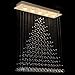 Contemporary Modern Crystal Rain Drop Chandelier Lighting Flush Mount Led Ceiling Bathroom Fixtures Pendant Lamp for Living Dining Room Foyer Bedroom Hallway Entry L32 X W8 X H40 of CRYSTOP