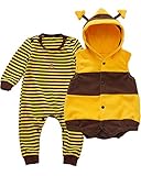 Kidsform Infant Baby Long Sleeves Cute Romper Bodysuit Playsuits Overalls Outfits Set With Vest Yellow 85/12-18M