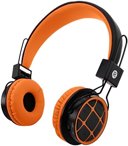 Kids Headphones Wireless Bluetooth Headphones for Kids Childrens On Ear Headset with 3.5mm Wired Jack Cord SD Card Slot for PC Tablet Iphone Ipod Cellphone-Handal (Orange/Black)