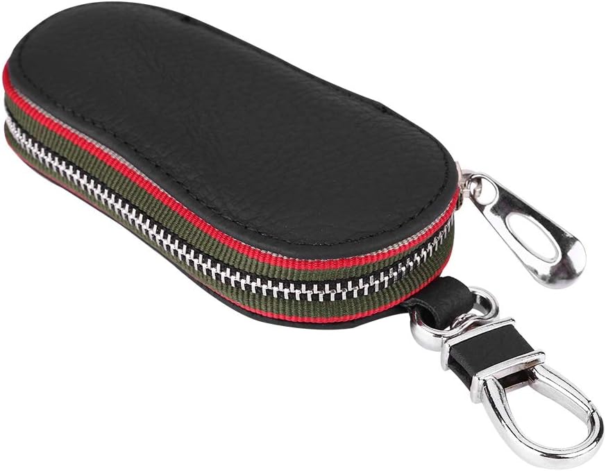 Tbest Car Key Fob Case,Key Case Wallet Holder Car Fob Organizer Cover Car Key Universal Car Auto PU Leather Zipper Key Case Holder Storage Bag Cover Car Accessories(Black) - Image 5