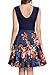 Miusol Women's Casual Flare Floral Contrast Evening Party Mini Dress, Navy Blue, Small
