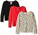 Limited Too Girls' Big 3 Pack: Long Sleeve Tee Shirts, Biscotti/Red Lollipop/Darkest Black, 7/8