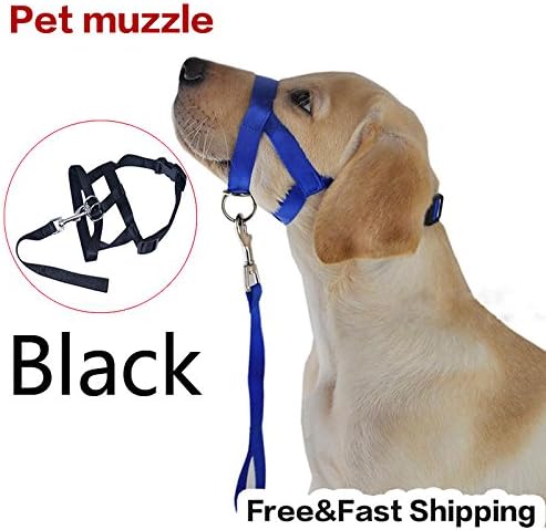 Black Pet Adjustable Dog Muzzle Fabric Nylon Comfortable Soft No Bark Bite Chew Size:Black S