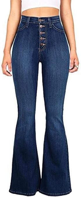 Buy MK988 Womens Casual High Waist Whitening Button Up Slim Fit Bell