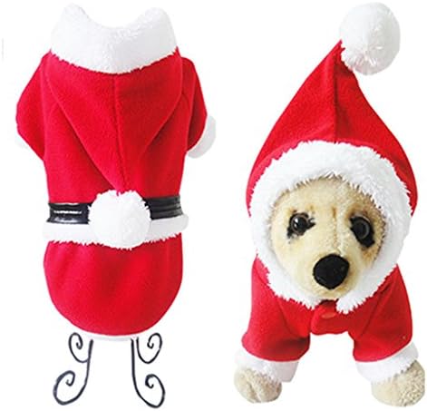 PetsLove Santa Claus Doggie Costum Pet Clothing Dog Warm Red Clothes for Christmas L