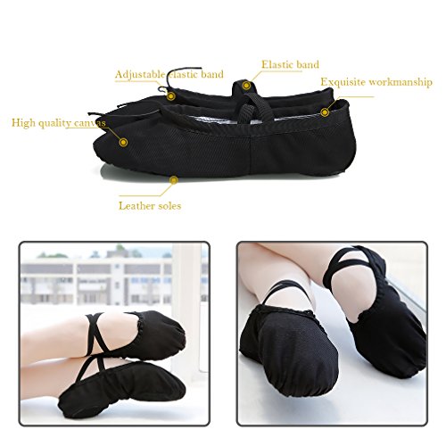 Ballet Flats for Women Canvas Ballet Shoes Ballet Slippers Shoes Split Sole Yoga Dance Shoes Black