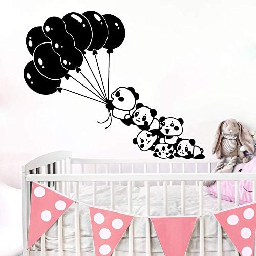 Large Cartoon Balloon Panda Wall Decal Nursery Kids Room Asian Bear Panda Pet Jungle Animal Bamboo Wall Sticker Bedroom Vinyl 56X46CM