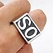 OAKKY Jewelry Men's Stainless Steel Biker Rings, SO, Vintage, Silver and Black, Size 10