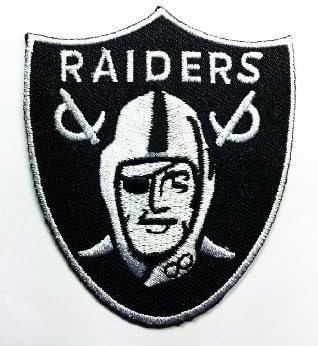 Black Raiders Patch Embroidered Iron on Hat Jacket Hoodie Backpack Ideal for Gift/ 6.5cm(w) X 7.5cm(h)