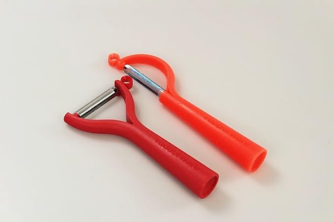TUPPERWARE Schäler Universalschäler rot Wellenschliff D119 +Schälfix neon orange P 23040