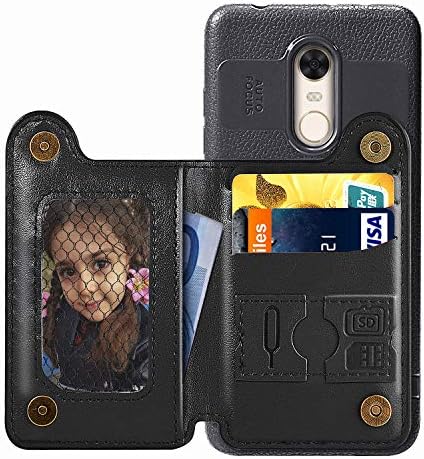 WIWJ Case for Xiaomi Redmi 5 Plus with Card Holder Case Ultra-Thin Close-Fitting Wallet Phone Case Luxury PU Leather Cover Stand Personalised Shockproof Flip Case for Xiaomi Redmi 5 Plus-Black