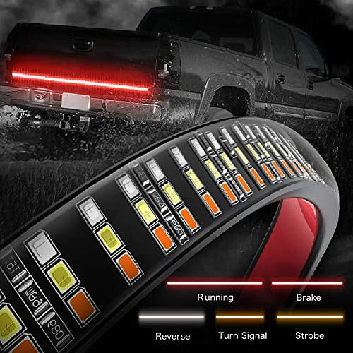 60″ LED Truck Tailgate Light Bar, Oblong-HK truck tailgate led strip light bar 48 Triple LED Strip Reverse Stop Turn Signal Running for Universal Car SUV RV VAN Towing Vehicle Trailer, Red/White/ye