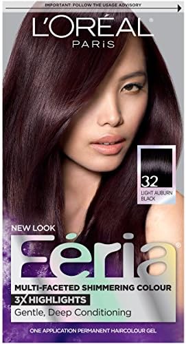 Loreal Paris Feria Multifaceted Shimmering Color, 32 Midnight Ruby (Light Auburn Black)