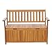 Outsunny 41 Gallon Outdoor Storage Bench, Wooden Deck Box with Inner Waterproof PE Lining, 2-Seat Container for Patio Garden Balcony Yard Store Garden Tools, Teak