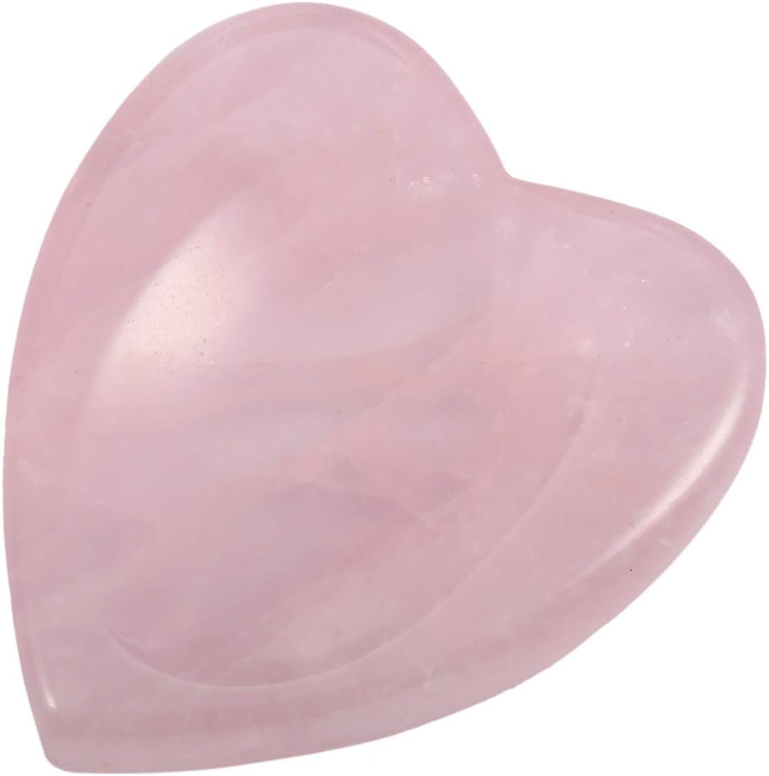 mookaitedecor Pack of 2 Natural Rose Quartz Heart Shaped Crystal Thumb Worry Stones for Anxiety Stress Relief Polished Pocket Stones Palm Quartz Healing Crystal Gifts for Chakra Balancing