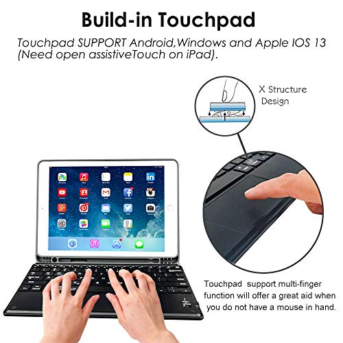 iPad Keyboard Case for iPad 10.5, Eoso Detachable Keyboard Built-in Touchpad & Pencil Holder for iPad Pro 10.5 inch 2017/iPad Air 3 2019(10.5", Black)